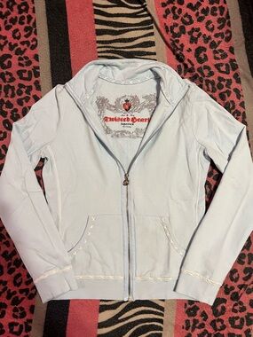 Vintage Twisted Heart Baby Blue zip up jacket